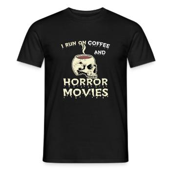 I run scarier with coffee and horror movies - Men's T-Shirt - black - Front - AI Model Male 178 light (178cm)