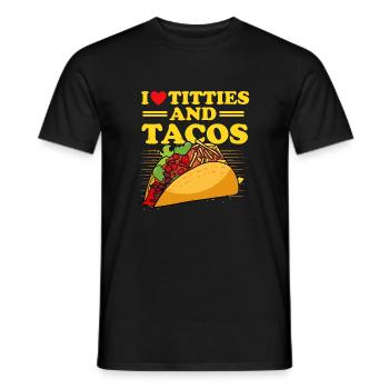 Funny quote I love tits cat owners and - Men's T-Shirt - black - Front - AI Model Male 178 light (178cm)
