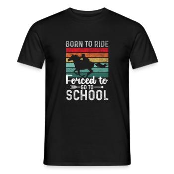 Lustiges Zitatpferd Ride Horse gezwungen, zur Schu - Männer T-Shirt - Schwarz - Vorne - AI Model Male 178 light (178cm)