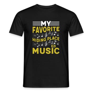 Mein Lieblings -Versteck ist Musik - Männer T-Shirt - Schwarz - Vorne - AI Model Male 178 light (178cm)