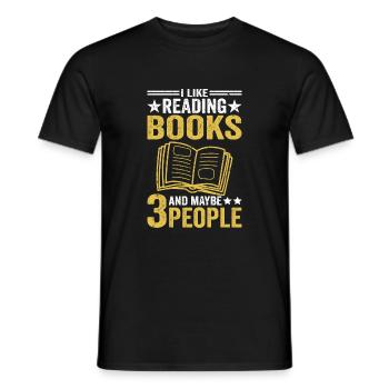 I like to read books and three other people - Men's T-Shirt - black - Front - AI Model Male 178 light (178cm)