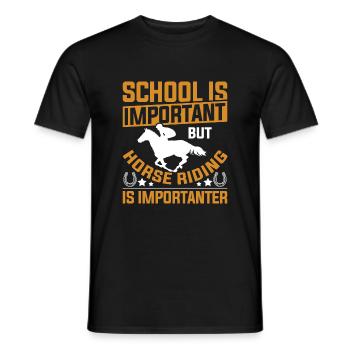 School is important Riding is important - Men's T-Shirt - black - Front - AI Model Male 178 light (178cm)