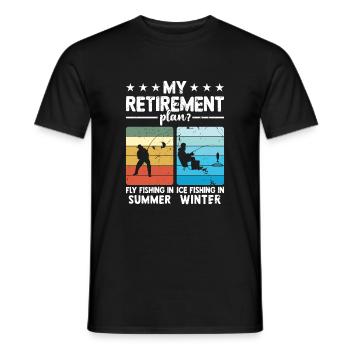 Fly fishing - Ice fishing pension scheme - Men's T-Shirt - black - Front - AI Model Male 178 light (178cm)