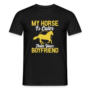Mein Pferd ist niedlicher als dein Freund - Männer T-Shirt - Schwarz - Vorne - AI Model Male 178 light (178cm)