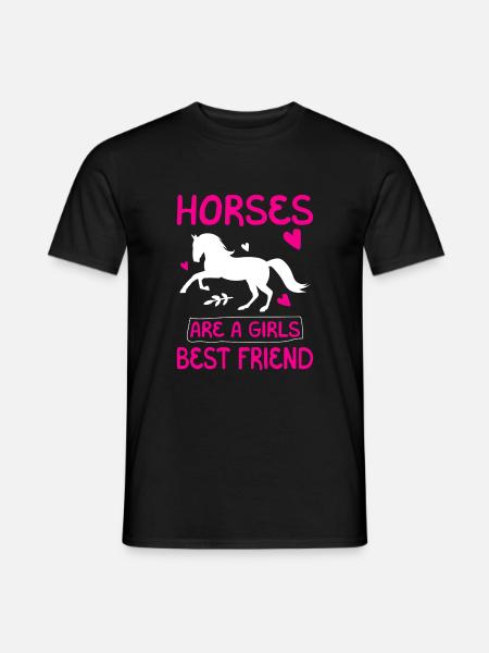 Pferde sind ein Mädchen bester Freund - Männer T-Shirt - Schwarz