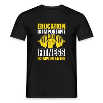 Education is important, but fitness is important - Men's T-Shirt - black - Front - AI Model Male 178 light (178cm)