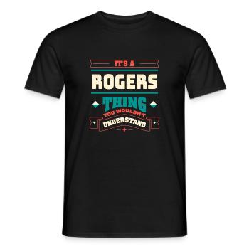 C’est un nom de famille Rogers Thing correspondant à la famille Fa - T-shirt homme - noir - Devant - AI Model Male 178 light (178cm)