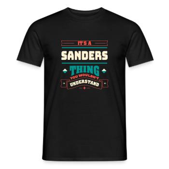 It's a Sanders thing that corresponds to surname, - Men's T-Shirt - black - Front - AI Model Male 178 light (178cm)