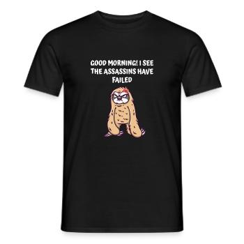 Good morning, I see that the are funny - Men's T-Shirt - black - Front - AI Model Male 178 light (178cm)