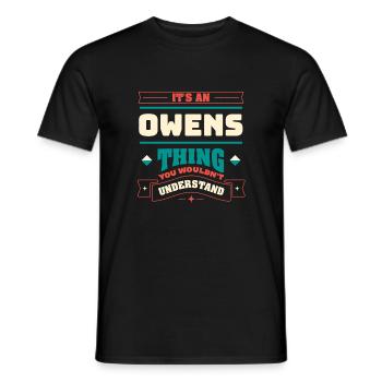 It is an Owens thing that corresponds to surname, f - Men's T-Shirt - black - Front - AI Model Male 178 light (178cm)