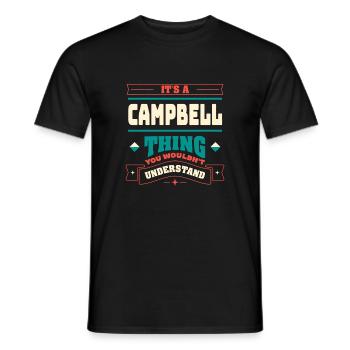 C’est un truc Campbell, le nom de famille -matching - T-shirt homme - noir - Devant - AI Model Male 178 light (178cm)