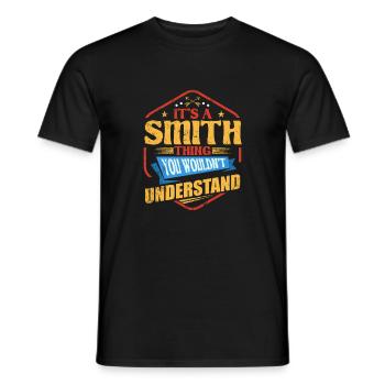 C’est un drôle de nom de famille Smith Humor Fam - T-shirt homme - noir - Devant - AI Model Male 178 light (178cm)