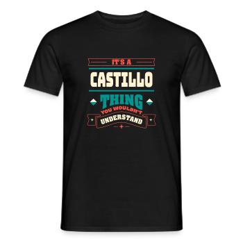 C’est un truc Castillo, le nom de famille -Matching - T-shirt homme - noir - Devant - AI Model Male 178 light (178cm)