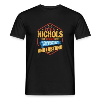 C’est un truc de Nichols drôle nom de famille humour F - T-shirt homme - noir - Devant - AI Model Male 178 light (178cm)