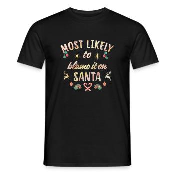 le plus susceptible de blâmer le Père Noël - T-shirt homme - noir - Devant - AI Model Male 178 light (178cm)