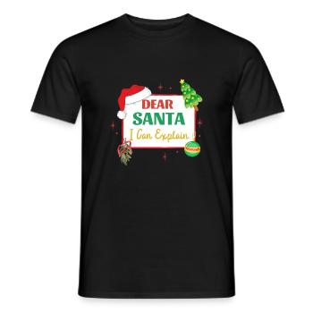 Dear Santa I Can Explain Funny Christmas - Men's T-Shirt - black - Front - AI Model Male 178 light (178cm)