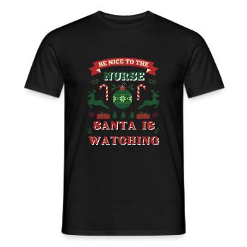 Be Nice To The Nurse Santa Is Watching - Men's T-Shirt - black - Front - AI Model Male 178 light (178cm)