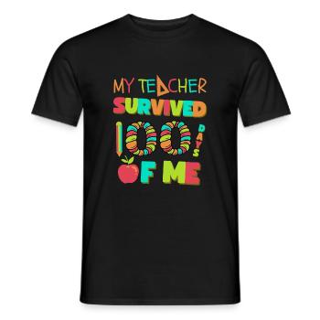 Mein Lehrer überlebte 100 Tage von mir 100 Schultage - Männer T-Shirt - Schwarz - Vorne - AI Model Male 178 light (178cm)