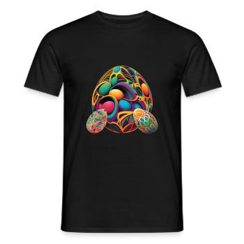Une interprétation abstraite d’œufs de Pâques impressionnants - T-shirt homme - noir - Devant - AI Model Male 178 light (178cm)
