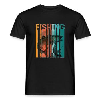 Vintage Angler Retro Angeln Fischer Angel - Männer T-Shirt - Schwarz - Vorne - AI Model Male 178 light (178cm)