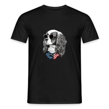 cavalier spaniel Amerikanische Flagge 4.Juli - Männer T-Shirt - Schwarz - Vorne - AI Model Male 178 light (178cm)