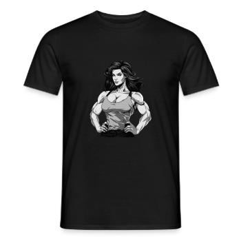 Femme Fitness Muscles Gym Fille - T-shirt homme - noir - Devant - AI Model Male 178 light (178cm)