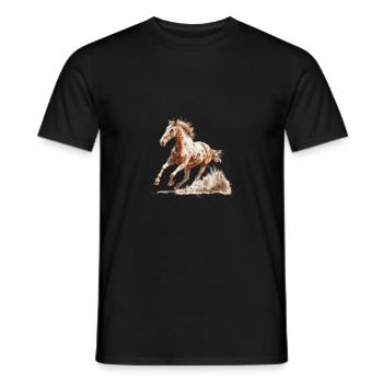 Dynamischer Galopp Brauner Pferd - Männer T-Shirt - Schwarz - Vorne - AI Model Male 178 light (178cm)