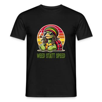 De l’herbe au lieu de la vitesse Cool Turtle - T-shirt homme - noir - Devant - AI Model Male 178 light (178cm)