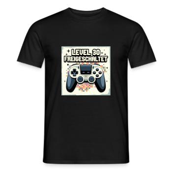 Manette de jeu déverrouillée de niveau 30 - T-shirt homme - noir - Devant - AI Model Male 178 light (178cm)