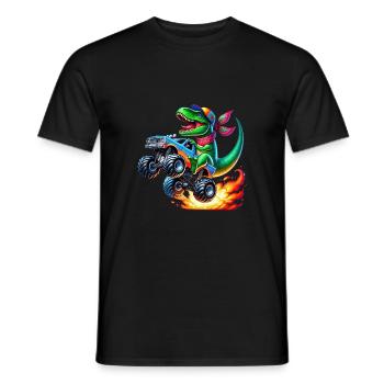 Abenteuerlustiger Dinosaurier Auf Monstertruck - Männer T-Shirt - Schwarz - Vorne - AI Model Male 178 light (178cm)