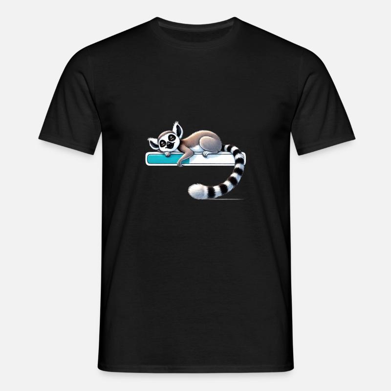 Sleeping Lemur on Loading Bar - Men's T-Shirt - black