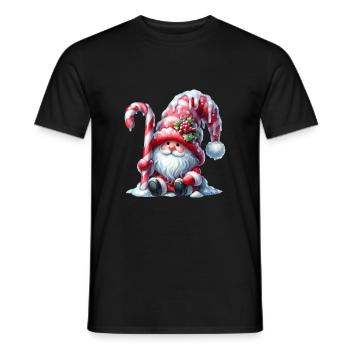 Christmas gnome with candy cane and - Men's T-Shirt - black - Front - AI Model Male 178 light (178cm)