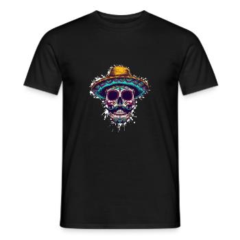 Mexican Skull Sombrero - Men's T-Shirt - black - Front - AI Model Male 178 light (178cm)