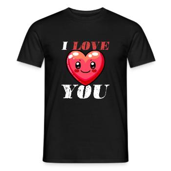 Je t’aime coeur mignon - T-shirt homme - noir - Devant - AI Model Male 178 light (178cm)