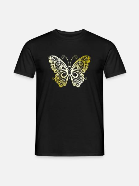Papillon Mandala or - T-shirt homme - noir