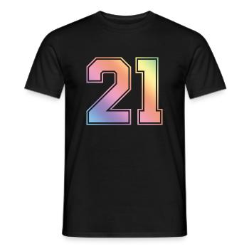 21 Numéro coloré - T-shirt homme - noir - Devant - AI Model Male 178 light (178cm)