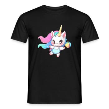 Unicorn playing volleyball - Men's T-Shirt - black - Front - AI Model Male 178 light (178cm)