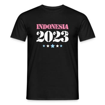 Indonésie 2023 - T-shirt homme - noir - Devant - AI Model Male 178 light (178cm)