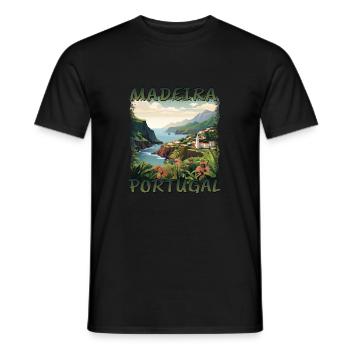 Madère Portugal dans le style grunge - T-shirt homme - noir - Devant - AI Model Male 178 light (178cm)