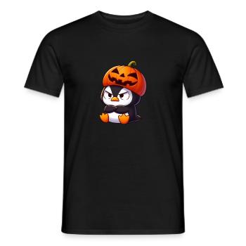 Halloween Penguin Pumpkin Witch Hat Witch Cute Cartoon - Men's T-Shirt - black - Front - AI Model Male 178 light (178cm)