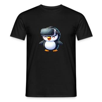 Penguin VR Gamer Future Science Fiction - Men's T-Shirt - black - Front - AI Model Male 178 light (178cm)