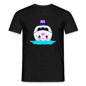 Kawaii Cruise Ship Design pour femmes - T-shirt homme - noir - Devant - AI Model Male 178 light (178cm)