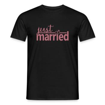 Just Married - Cute Honeymoon Gift For Couple - Men's T-Shirt - black - Front - AI Model Male 178 light (178cm)