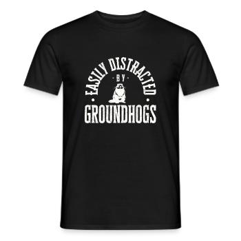 Facilement distrait par les marmottes - T-shirt homme - noir - Devant - AI Model Male 178 light (178cm)
