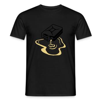 kanister_laeuft_aus_1_angep - Männer T-Shirt - Schwarz - Vorne - AI Model Male 178 light (178cm)