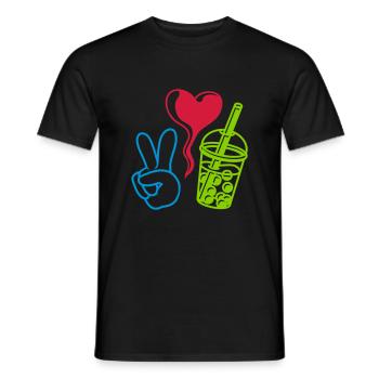 Thé à bulles Love Peace - T-shirt homme - noir - Devant - AI Model Male 178 light (178cm)
