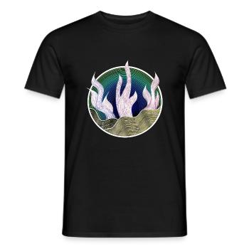 Pflanze im Line-Art-Stil in Neon - Männer T-Shirt - Schwarz - Vorne - AI Model Male 178 light (178cm)