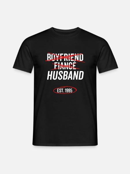 Boyfriend Fiancé Husband Est 1995 - Men's T-Shirt - black