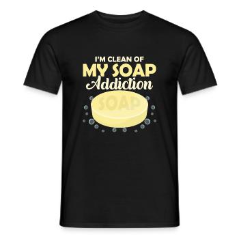 Je suis débarrassé de mon addiction au savon. Savonnier Soapmaki - T-shirt homme - noir - Devant - AI Model Male 178 light (178cm)