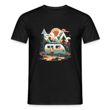 Caravanes, camping-cars en montagne - T-shirt homme - noir - Devant - AI Model Male 178 light (178cm)